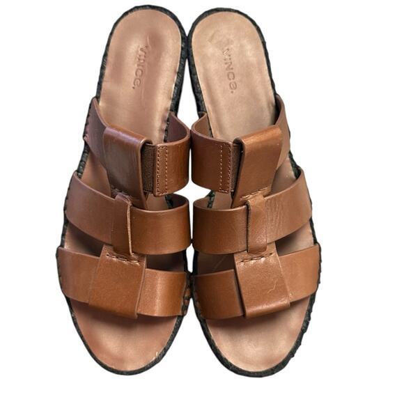 Vince Sabella Mahogany Platform Espadrille Leather Sandal Size 9 Made in Spain - Picture 6 of 8